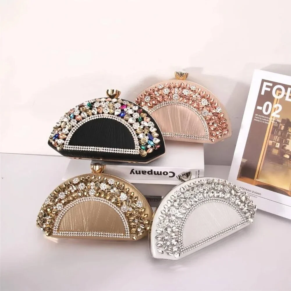 Rhinestone Clutch Purse Women Elegant Evening Bag Crossbody Wedding Party